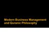 Modern Business Management and Quranic Philosophy