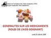 Généralités sur les médicaments (rôles AS)