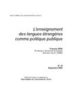 L'enseignement des langues étrangères comme politique publique
