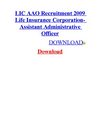 LIC AAO Recruitment 2009 Life Insurance Corporation