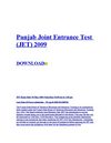 Punjab Joint Entrance Test JET 2009