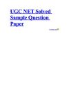 UGC NET Solved Sample Question Paper