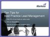10 Tips for Best Practice Lead Management eBook – from Marketo