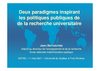 Deux paradigmes inspirant les politiques publiques de de la recherche universitaire