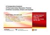 A Comparative Analysis of Post-secondary Education Policies of British Columbia, Ontario and Quebec