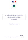 Le financement et les effectifs de l'apprentissage en France - Données 2006 - Volume 1 : niveau national