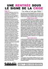 UNE RENTRÉE SOUS LE SIGNE DE LA CRISE