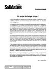 BUDGET 2009 COMMUNIQUE SOLIDAIRES