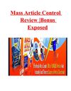 Mass Article Control Review |Bonus Exposed