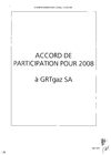  ACCORD DE PARTICIPATION POUR 2008 à GRTgaz SA