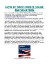 How to Stop Foreclosure Press Conference