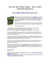 You Can Quit Weed Today - How to Quit Smoking Marijuana