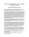 Free Internet Marketing - How to Do Free Make Money Online