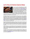 Let’s Play At Online Casino Sites