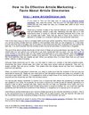 How to Do Effective Article Marketing – Facts About Article Directories