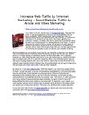 Increase Web Traffic by Internet Marketing - Boost Website Traffic by Article and Video Marketing
