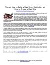 Tips on How to Build a Web Site - Reminders on How to Create a Web Site