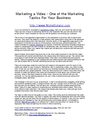 Marketing a Video - One of the Marketing Tactics For Your Business