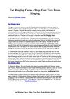 Ear Ringing Cures - Stop Your Ears From Ringing