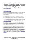 Tinnitus Therapy Retraining - Important Things You Should Know About Tinnitus Retraining Therapy