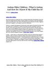 Autism Older Children - What Is Autism And How Do I Know If My Child Has It