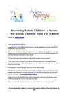 Recovering Autistic Children - 4 Secrets That Autistic Children Want You to Know