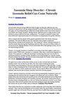 Insomnia Sleep Disorder - Chronic Insomnia Relief Can Come Naturally