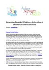 Educating Disabled Children - Education of Disabled Children in India