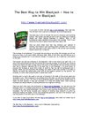 The Best Way to Win Blackjack – How to win in Blackjack