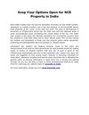 Keep Your Options Open For NCR Property in India