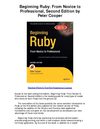 Beginning Ruby From Novice to Professional Second Edition by Peter Cooper - Excellent If Ruby Is Your First...