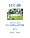 la lettre du Club - n°1 - 9 juin 2010