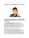 Geographical Edge of the Philippine Call Center Industry