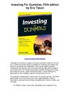 Investing For Dummies Fifth edition by Eric Tyson - Arrived On Time In Good Condition!