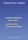 CONSEIL MUNICIPAL DU 28 JUIN 2010