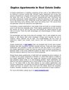 Duplex Apartments in Real Estate India