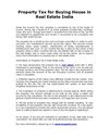 Property Tax for Buying House in Real Estate India