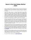 Boom in the Real Estate Market India
