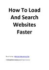 How To Load And Search Websites Faster Using Your Browser