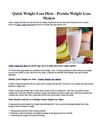 Quick Weight Loss Diets - Protein Shakes For Weight Loss
