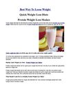 Best Way To Loose Weight
