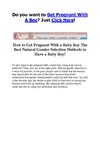 How to Get Pregnant With a Baby Boy The Best Natural Gender Selection Methods to Have a Baby Boy!