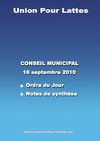CONSEIL MUNICIPAL DU 16 SEPTEMBRE 2010
