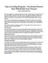 Tips on Getting Pregnant - Overlooked Factors That Will Double Your Chances
