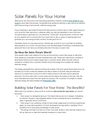 Solar Panels For Your Home