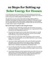 10 Steps for Setting up Solar Energy for Houses