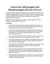 Learn the Advantages and Disadvantages of Solar Power!