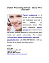 Payroll Processing Service – 30 day Free Trial Offer