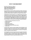 SUPPLY CHAIN MANAGEMENT