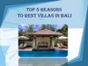 Top 5 Reasons to Rent Villas in Bali